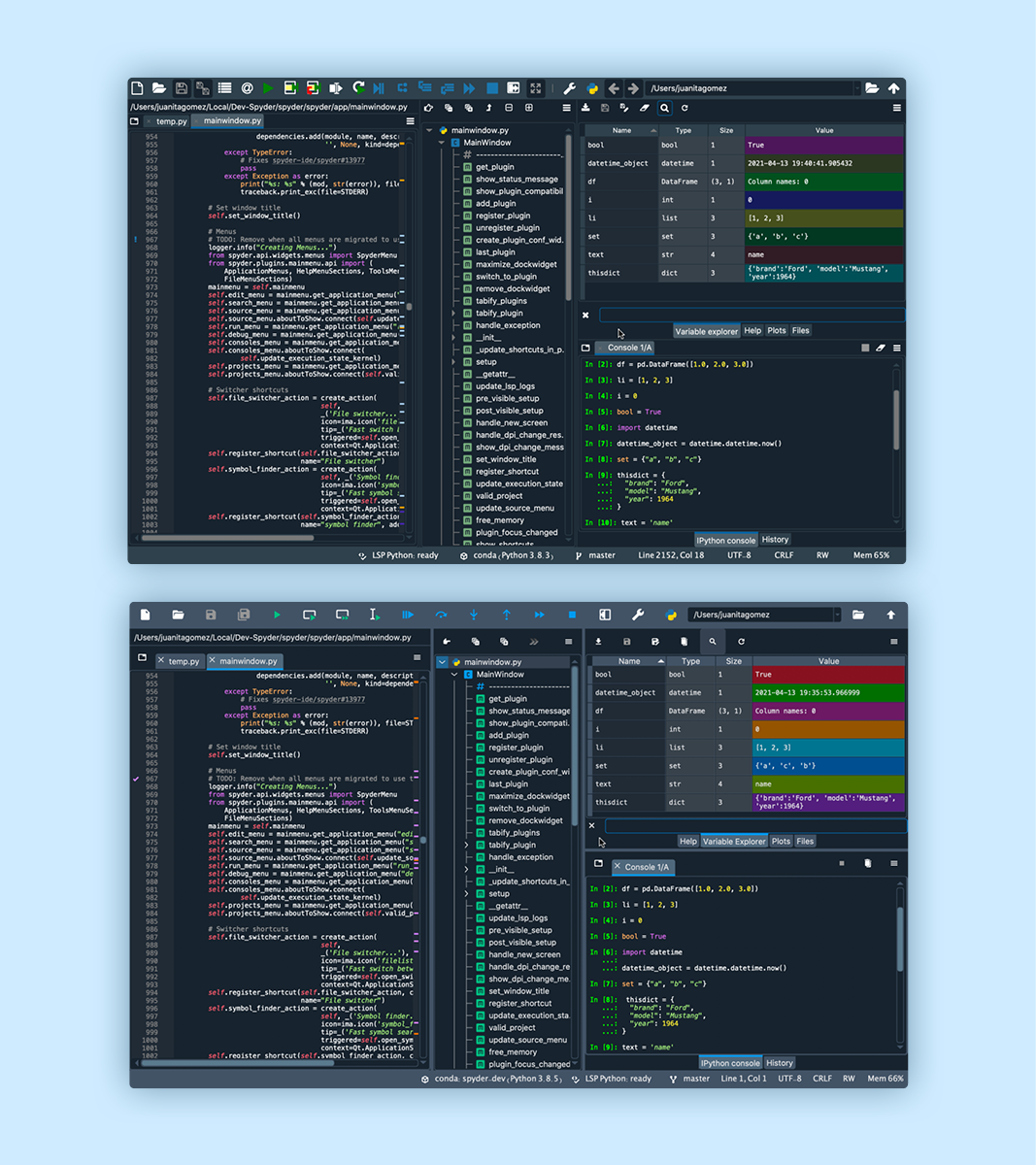 Spyder 5 vs Spyder 4 dark theme